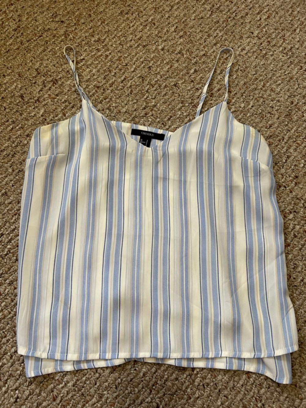 Forever 21 Blue and White Vertical Stripe Spaghetti Strap Cami